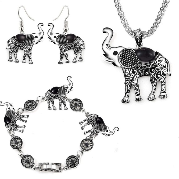 BLACK Elephant  3 piece Jewelry set - Picture 2 of 4